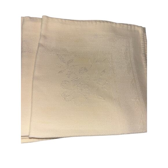 Vintage Set of 12 Pale Yellow Damask Luncheon Napkins Cottagecore Shabby - Picture 3 of 6